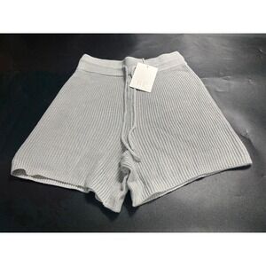 Rachel Parcell Harbor Mist Grey Ribbed Knit Pull On Sweater Shorts Small NWT